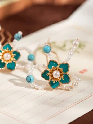 Blue-Enamel Half Butterfly